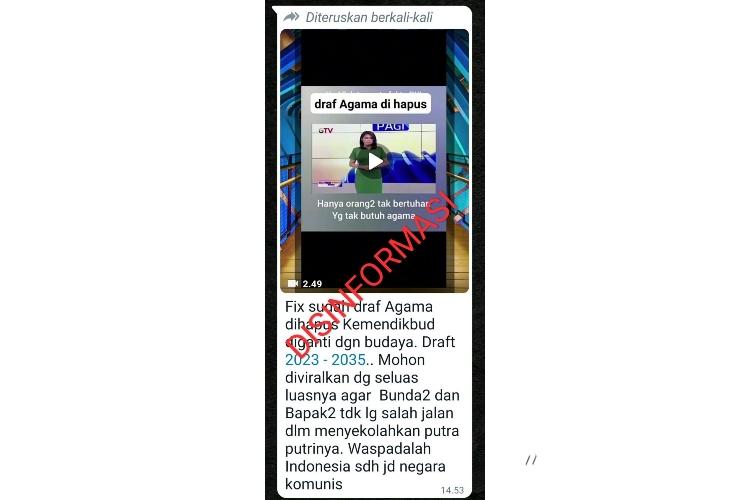 Berita Tentang Draf Agama yang Dihapus Dalam Pembelajaran Ternyata Hoax