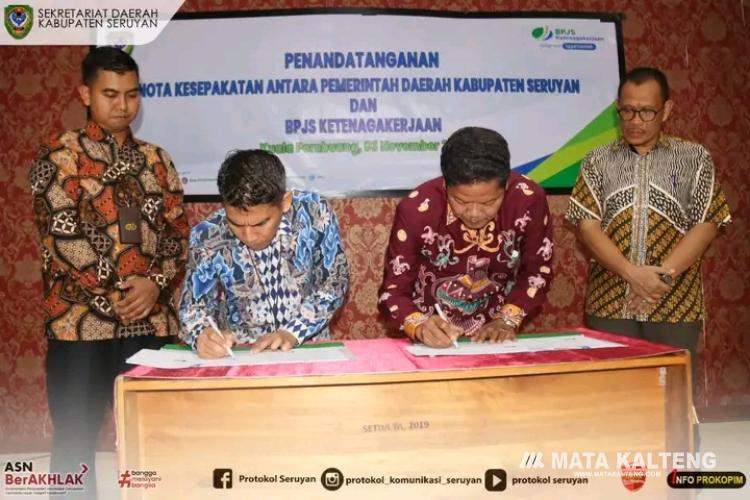 PJ Bupati Seruyan Lakukan Penandatangan Nota Kesepakatan dengan BPJS Ketenagakerjaan